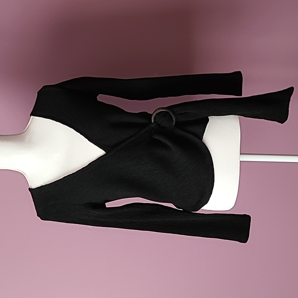 H&M black wrap top